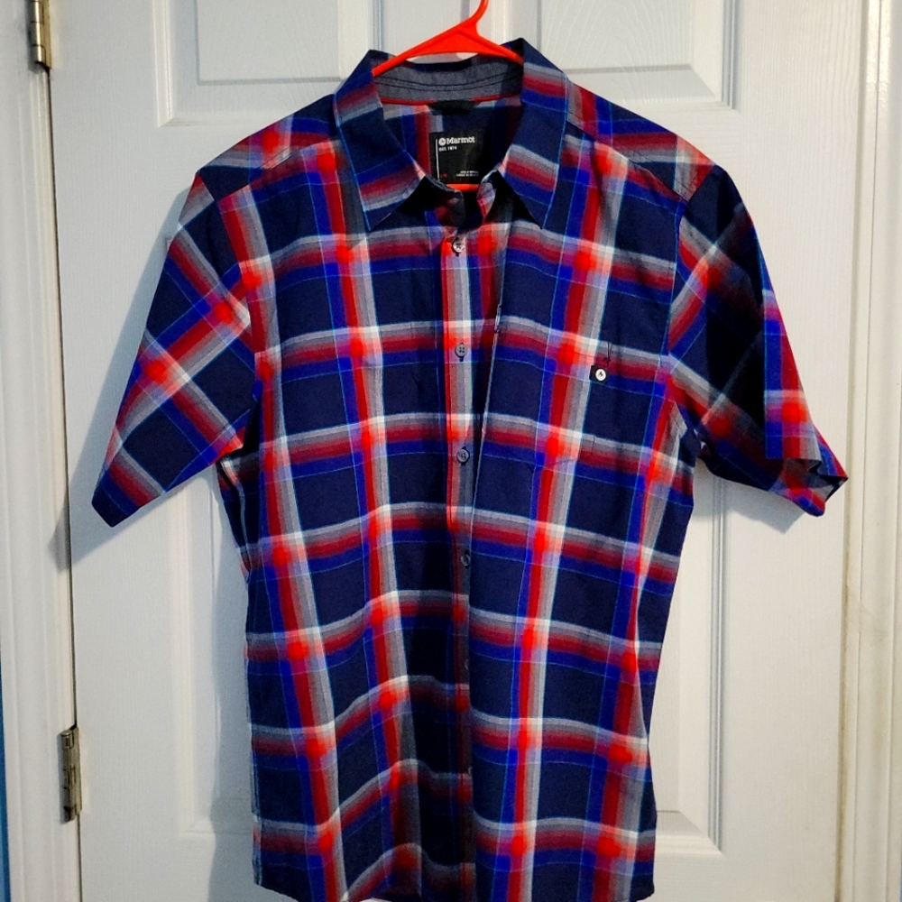 Marmot mens button up polo shirt size L